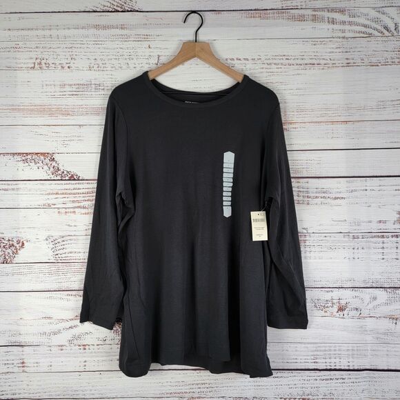 Duluth Trading Women's Shirt Long Sleeve 2X Crew Longtail Black NWT - Picture 1 of 9